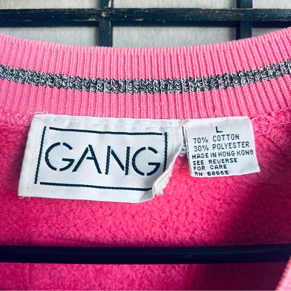 GANG pink vintage pullover Crewneck sweatshirt L - Picture 6 of 7